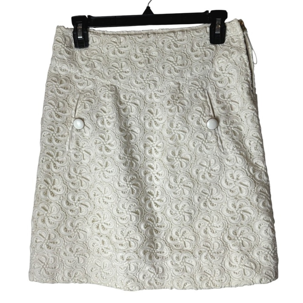 Leifsdottir Anthropologie Skirt Women 4 White Lace Crochet A Line Mini Boho